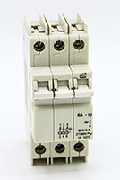 3 Pole, 39 mm Width, and 4 A AC DIN Rail Mounted UL-1077 Circuit Breaker