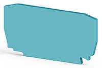 2.00 mm Width, 51.00 mm Height, and 25.00 mm Total Depth Blue End Plate