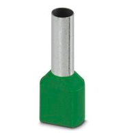 16.00 mm² Wire Size and 16 mm Pin Length Green Twin Wire Ferrule