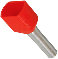 1.00 mm² Wire Size and 10 mm Pin Length Red Twin Wire Ferrule