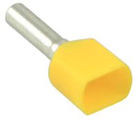 1.00 mm² Wire Size and 10 mm Pin Length Yellow Twin Wire Ferrule