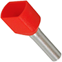 1.00 mm² Wire Size and 10 mm Pin Length Red Twin Wire Ferrule